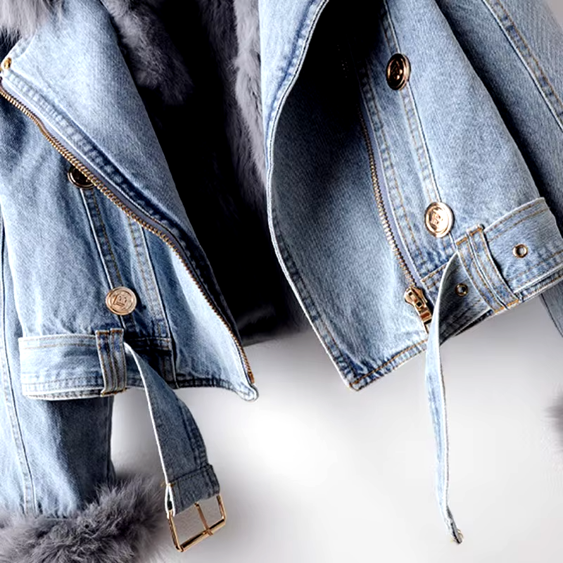Gisele Faux Fur Denim Crop Jacket