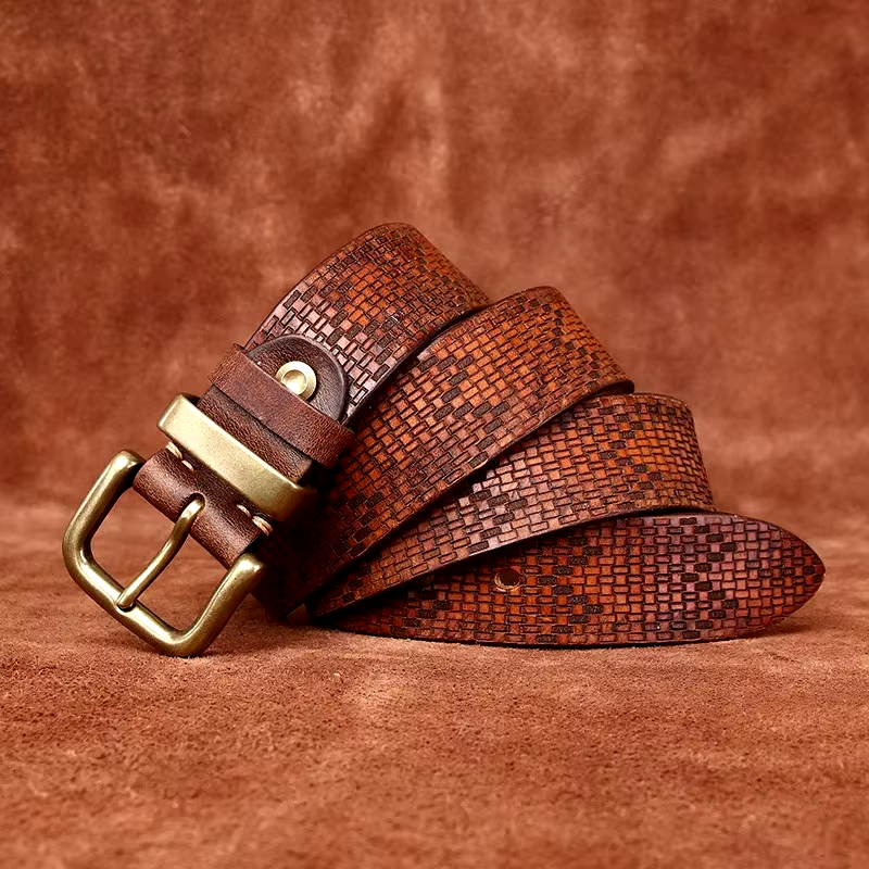 Wayne Grid Leather Belt