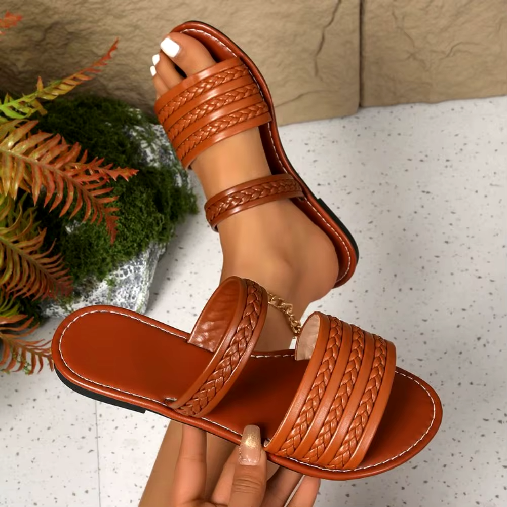 Braided Vegan Leather Slipper