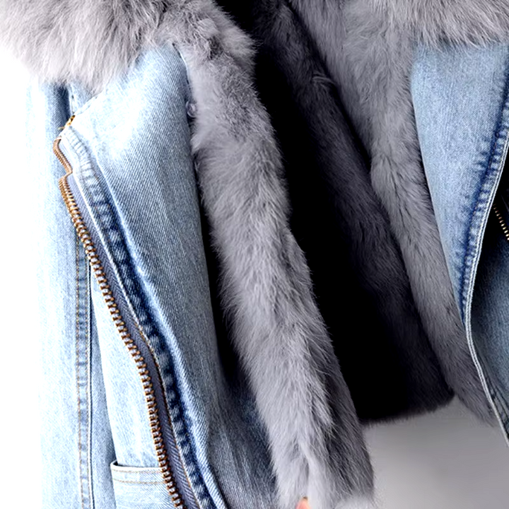 Gisele Faux Fur Denim Crop Jacket