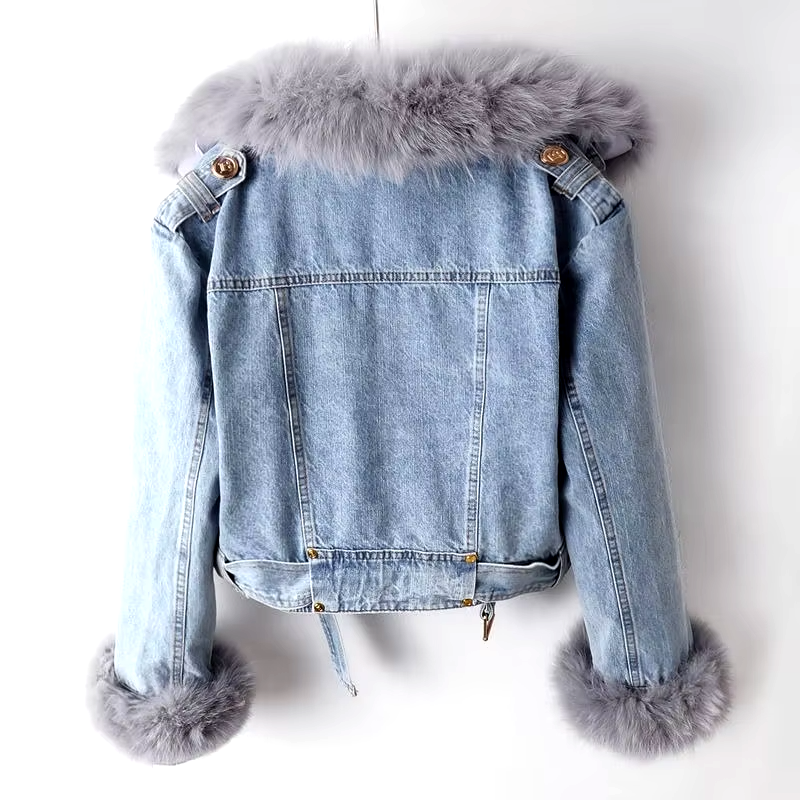 Gisele Faux Fur Denim Crop Jacket