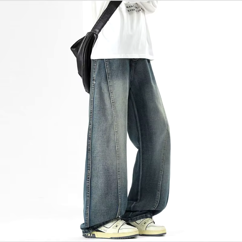 Jake Drape Wide-Leg Denim Jeans