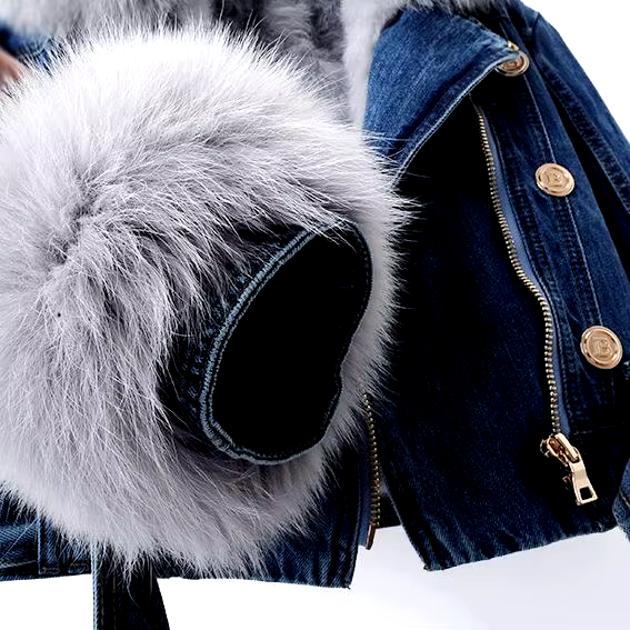 Gisele Faux Fur Denim Crop Jacket