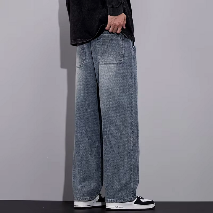 Faded Wide-Leg Denim Pant