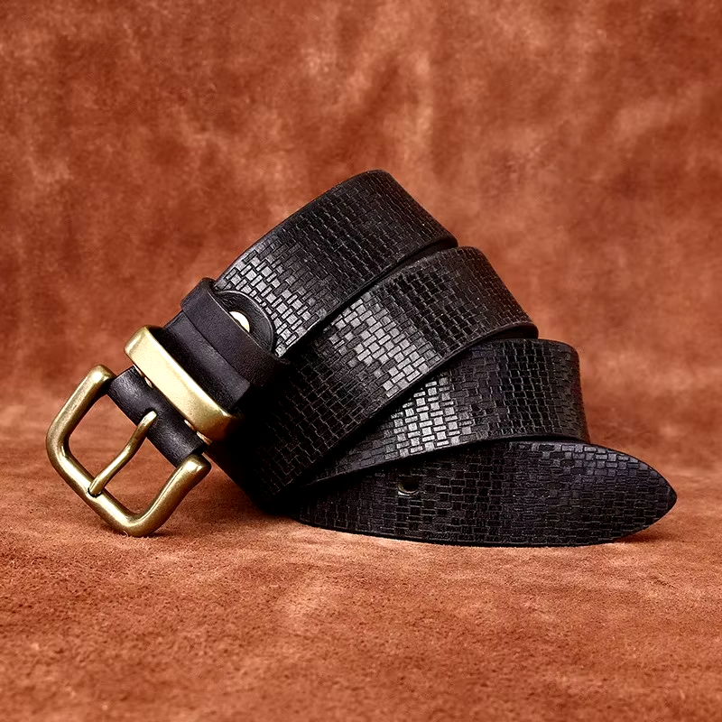 Wayne Grid Leather Belt