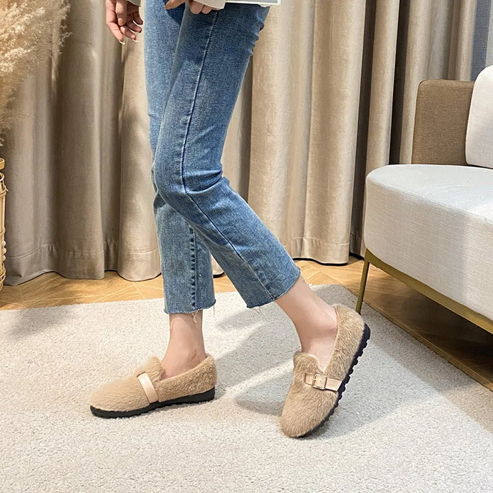 Mary Jane Plush Slide Shoes