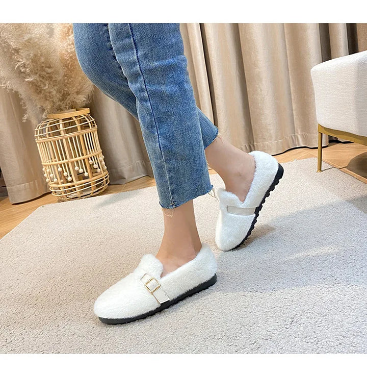 Mary Jane Plush Slide Shoes