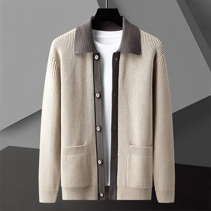 Amari Dual-Tone Ribbed Cardigan
