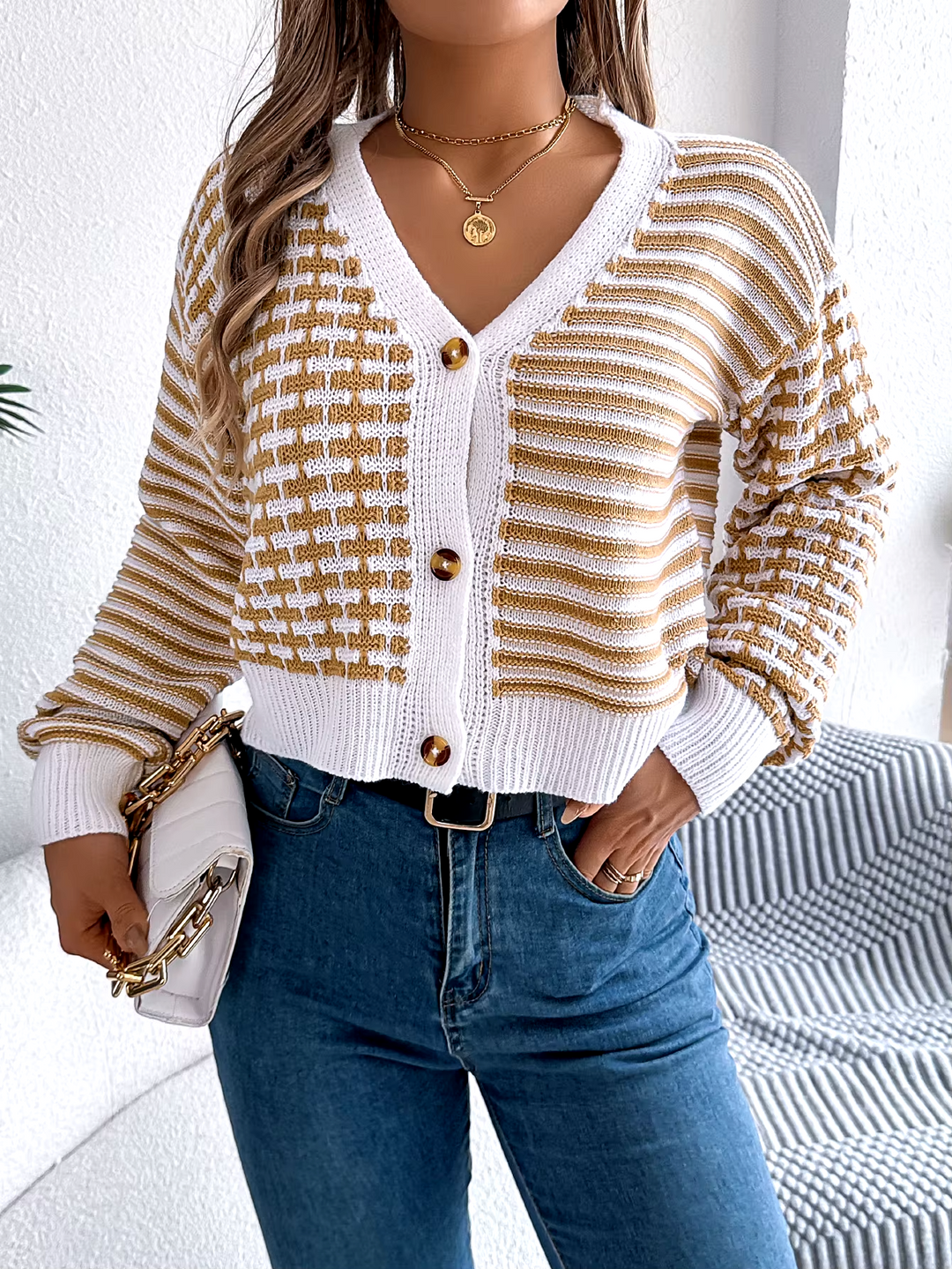 Anne Klein Stripe Cardigan