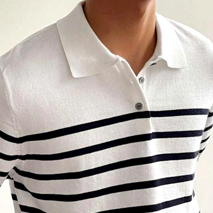 Brenton Stripe Cotton Polo