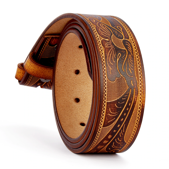 Exquisite Leather Carved Detail Belt