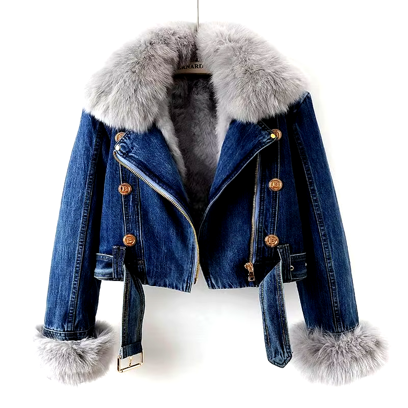 Gisele Faux Fur Denim Crop Jacket