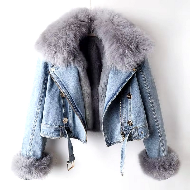 Gisele Faux Fur Denim Crop Jacket