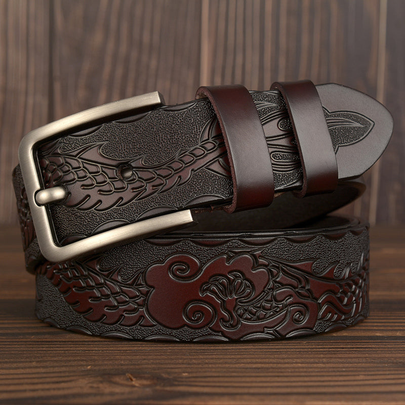 Justin Carved Genuine Cow Leather Belt For Men