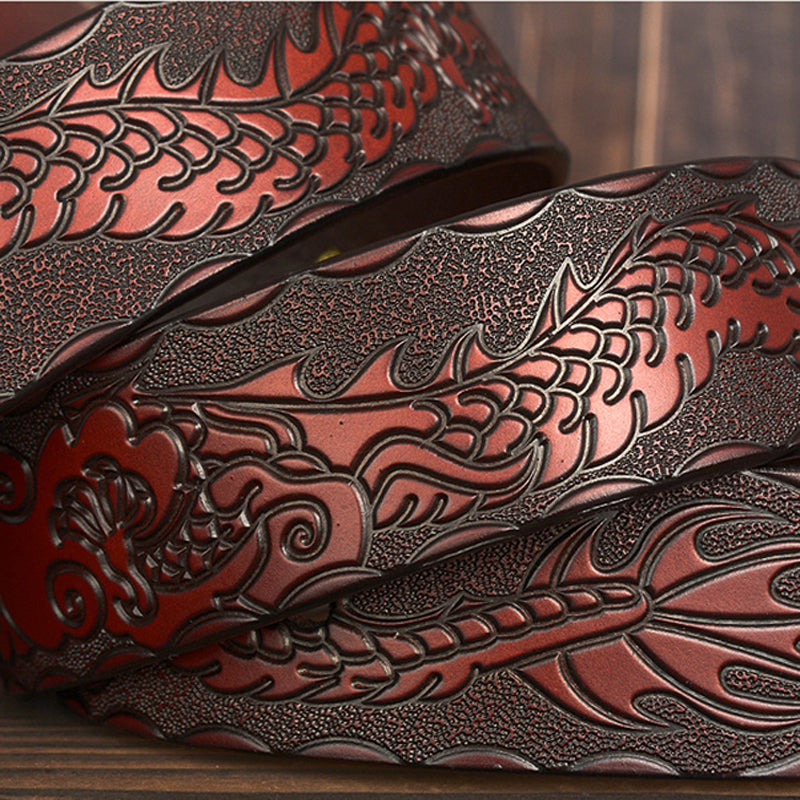 Justin Carved Genuine Cow Leather Belt For Men