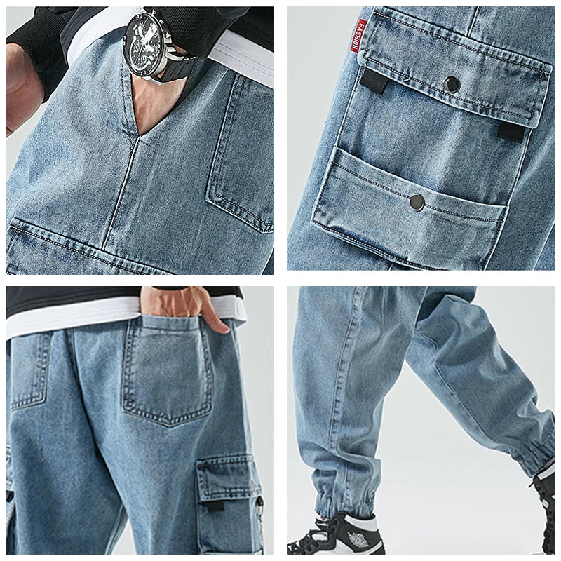 Denim Cargo Jogger Pants