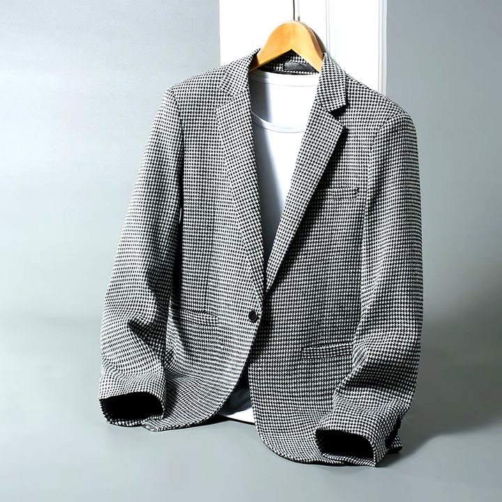 Houndstooth Wool Blazer