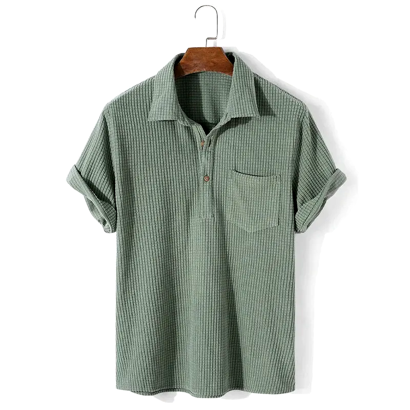 Waffle Textured Knit Polo Shirt