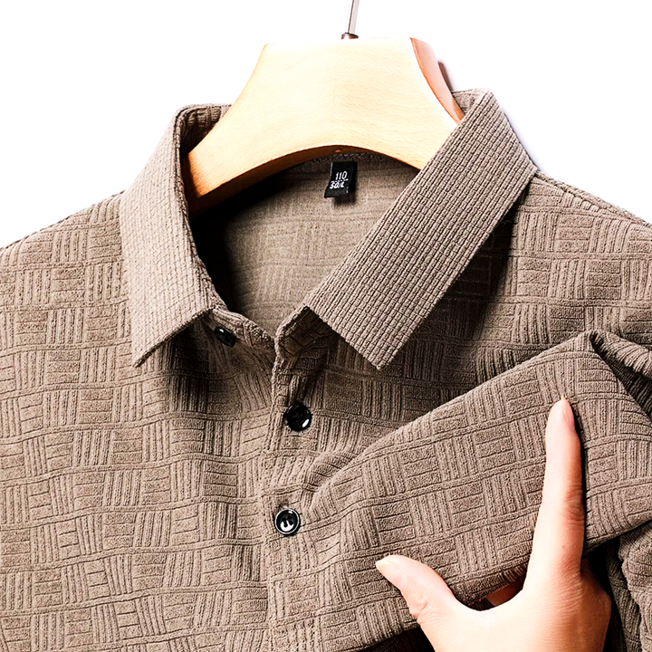 Textured Cotton Hemp Polo Shirt