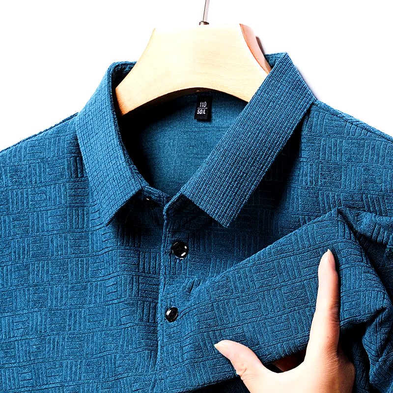 Textured Cotton Hemp Polo Shirt