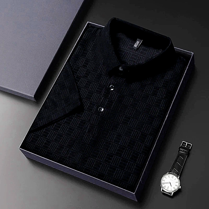 Textured Cotton Hemp Polo Shirt