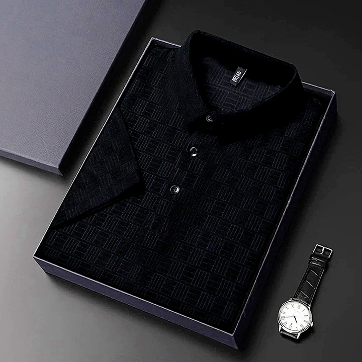 Textured Cotton Hemp Polo Shirt