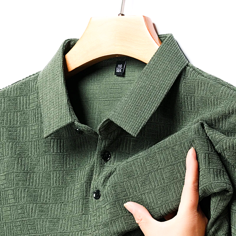 Textured Cotton Hemp Polo Shirt