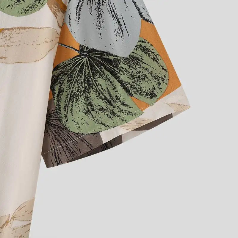 Tropical Leaf Print Hawaiian Shirt