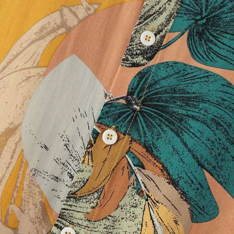 Tropical Leaf Print Hawaiian Shirt