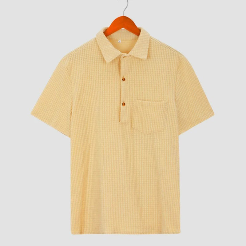 Waffle Textured Knit Polo Shirt