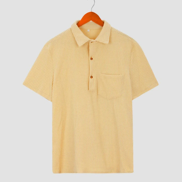 Waffle Textured Knit Polo Shirt