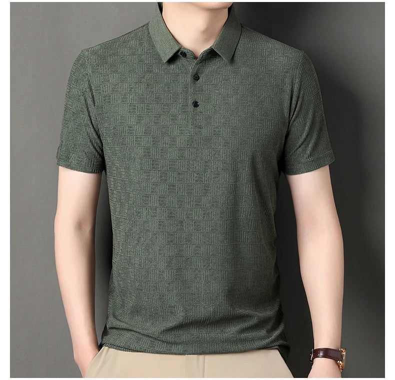 Textured Cotton Hemp Polo Shirt