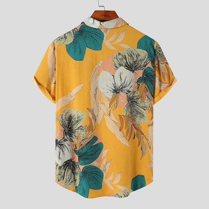 Tropical Leaf Print Hawaiian Shirt