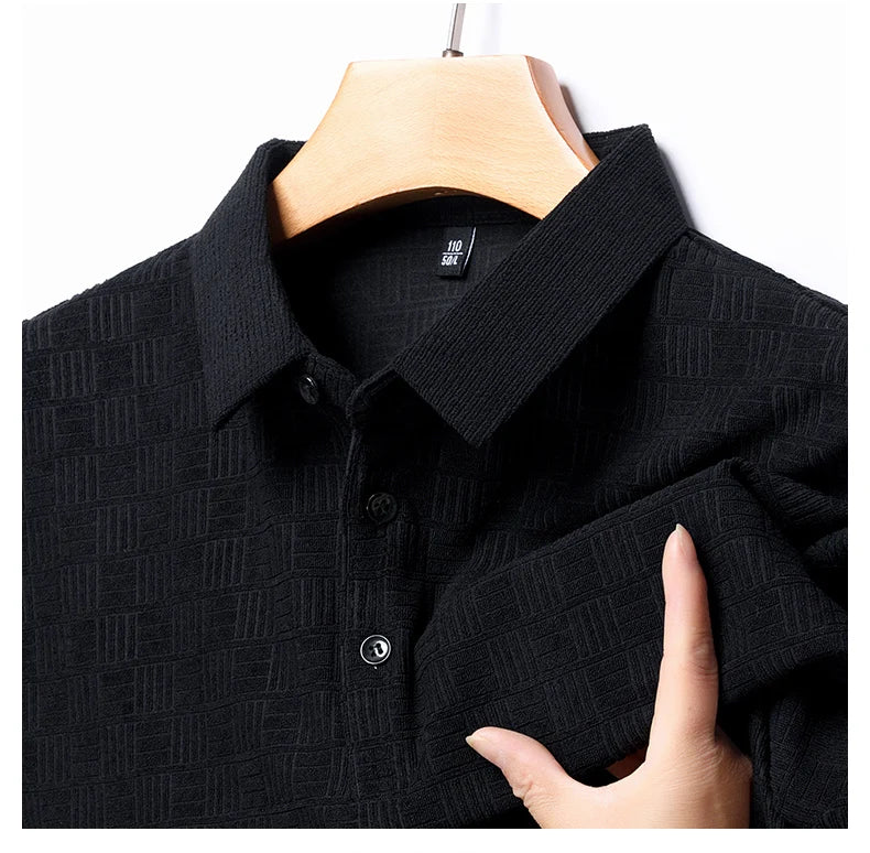 Textured Cotton Hemp Polo Shirt