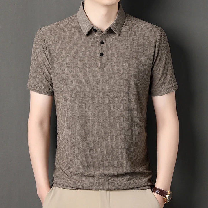 Textured Cotton Hemp Polo Shirt