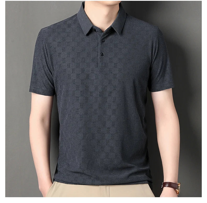 Textured Cotton Hemp Polo Shirt