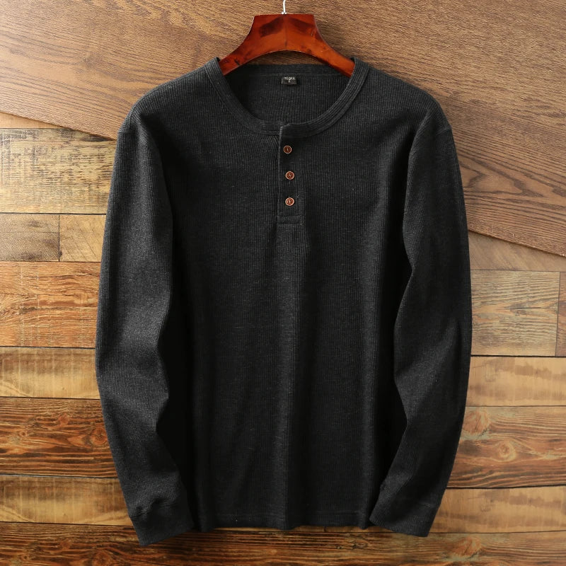 Waffle Knit Henley Tee