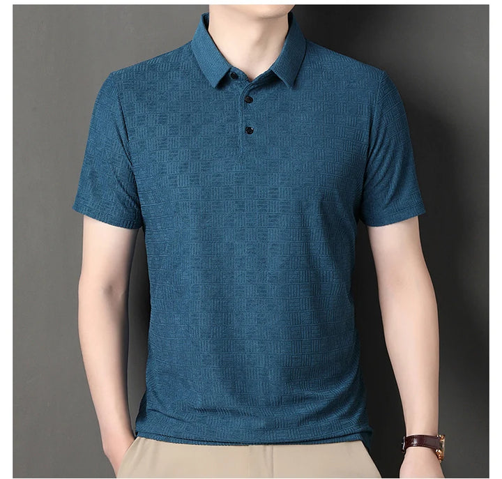 Textured Cotton Hemp Polo Shirt