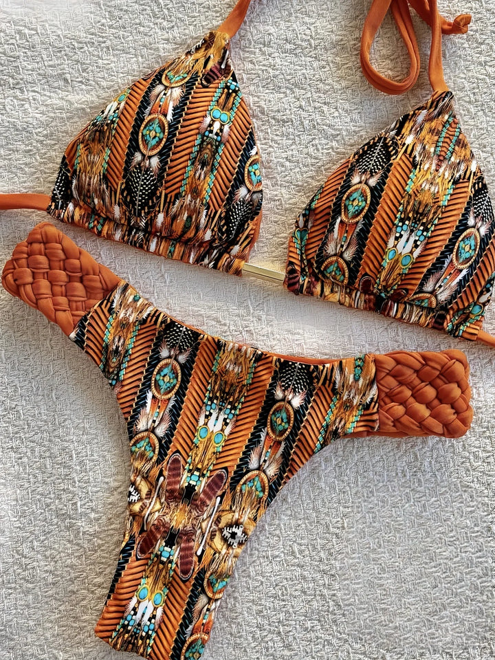 Ornate Bandeau Boho Bikini Set