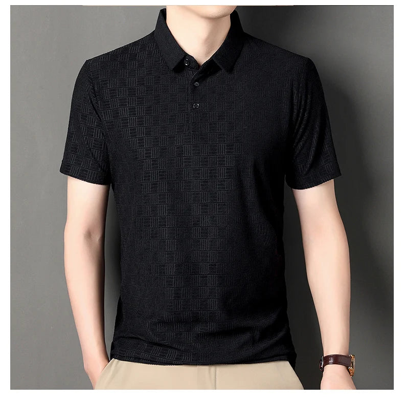 Textured Cotton Hemp Polo Shirt