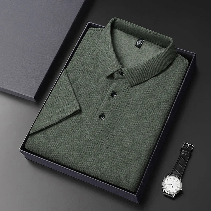 Textured Cotton Hemp Polo Shirt