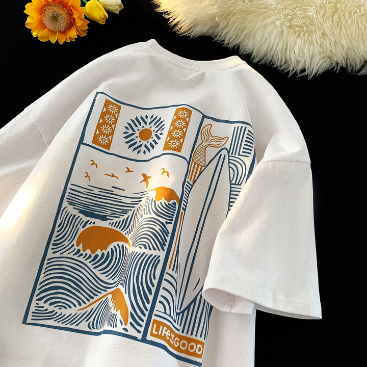 Oversized Sunset Surf Print Tee