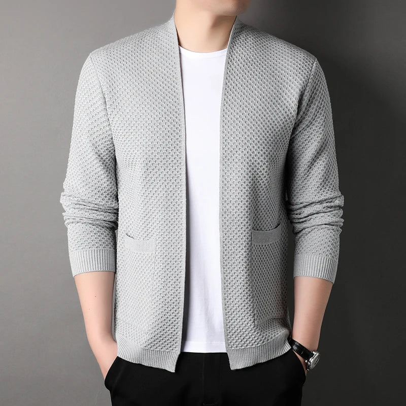 Waffle Knit Merino Jacquard Cardigan