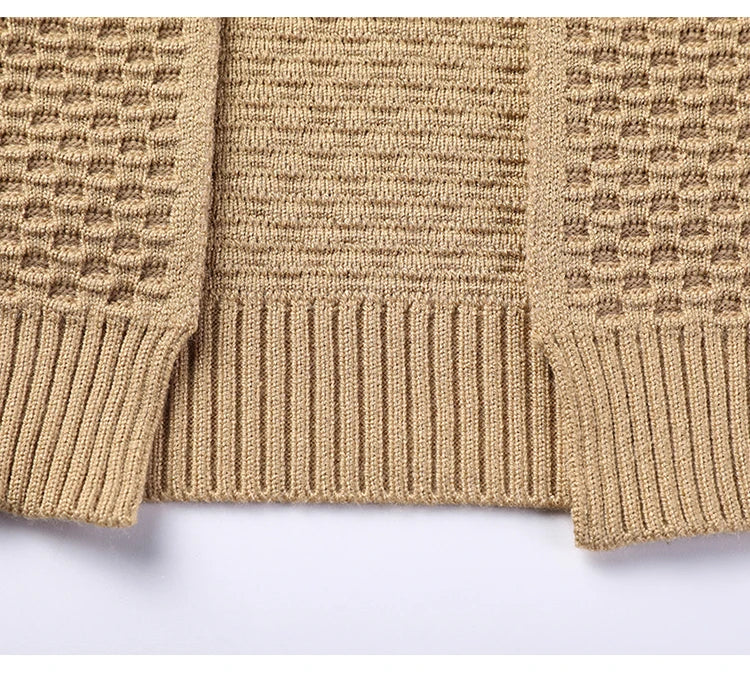 Waffle Knit Merino Jacquard Cardigan