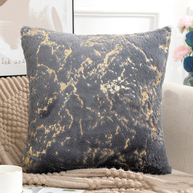 Golden Print Velvet Pillow Cover (Set of 2)