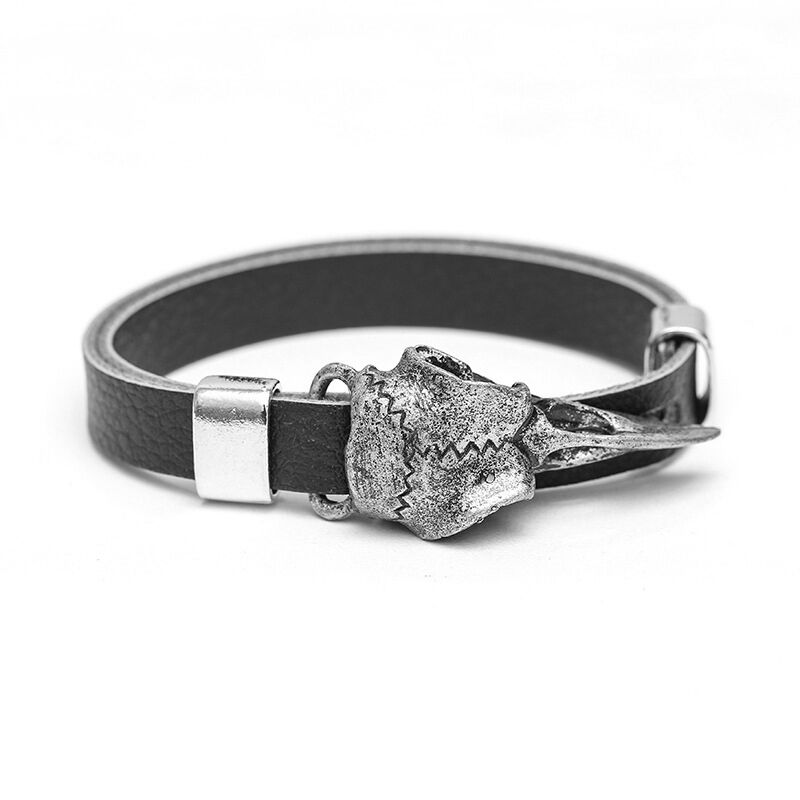 Retro Viking Bird Skull Leather Bracelet
