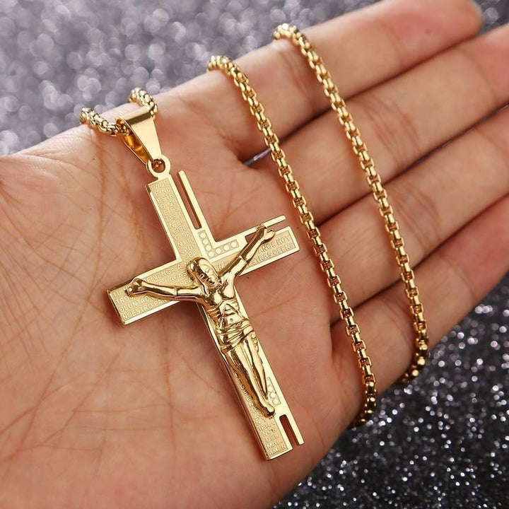 Gold Cross Crucifix Necklace