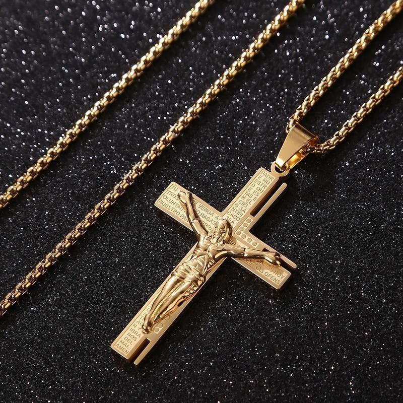 Gold Cross Crucifix Necklace